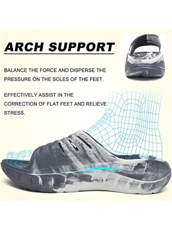 New Mens Recovery Sandals Orthotic Arch Support Open Toe Sport Slides Thick